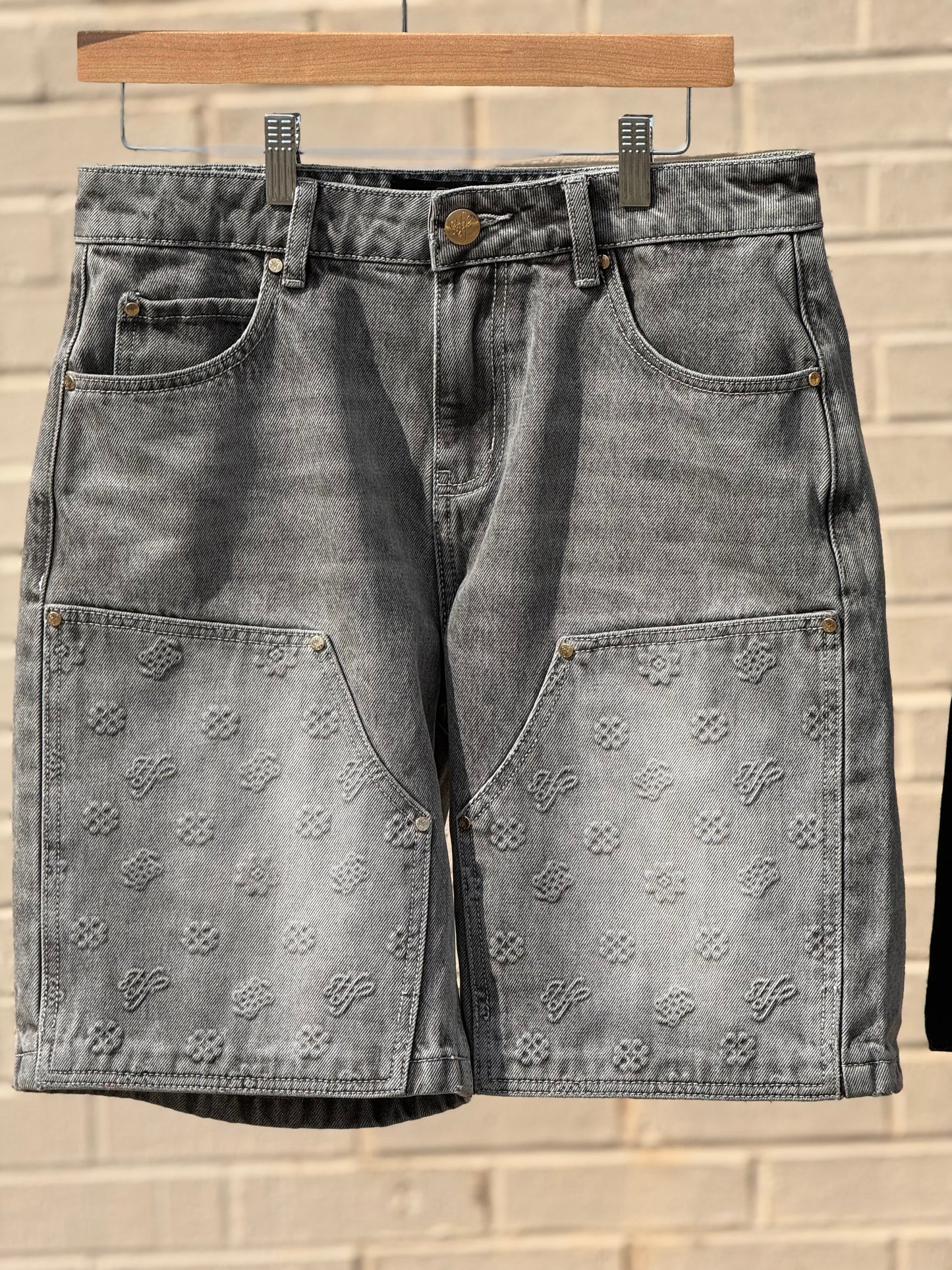 Hollywood Friends Stonewashed Gray Carpenter Shorts