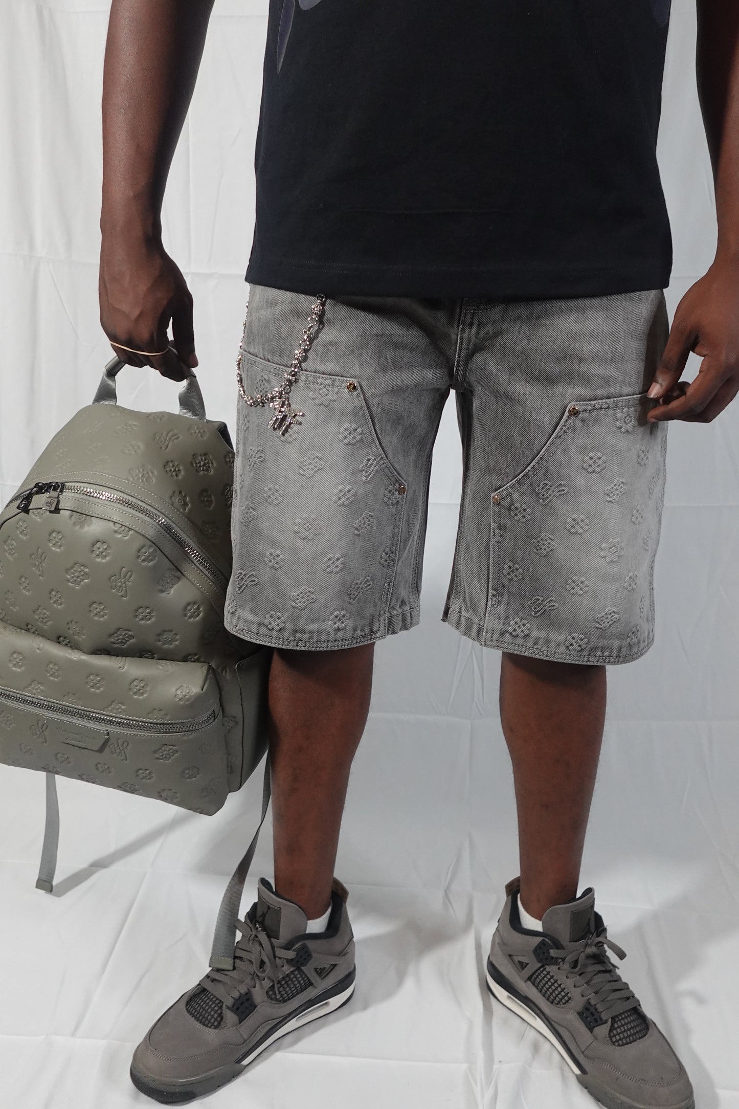 Hollywood Friends Stonewashed Gray Carpenter Shorts