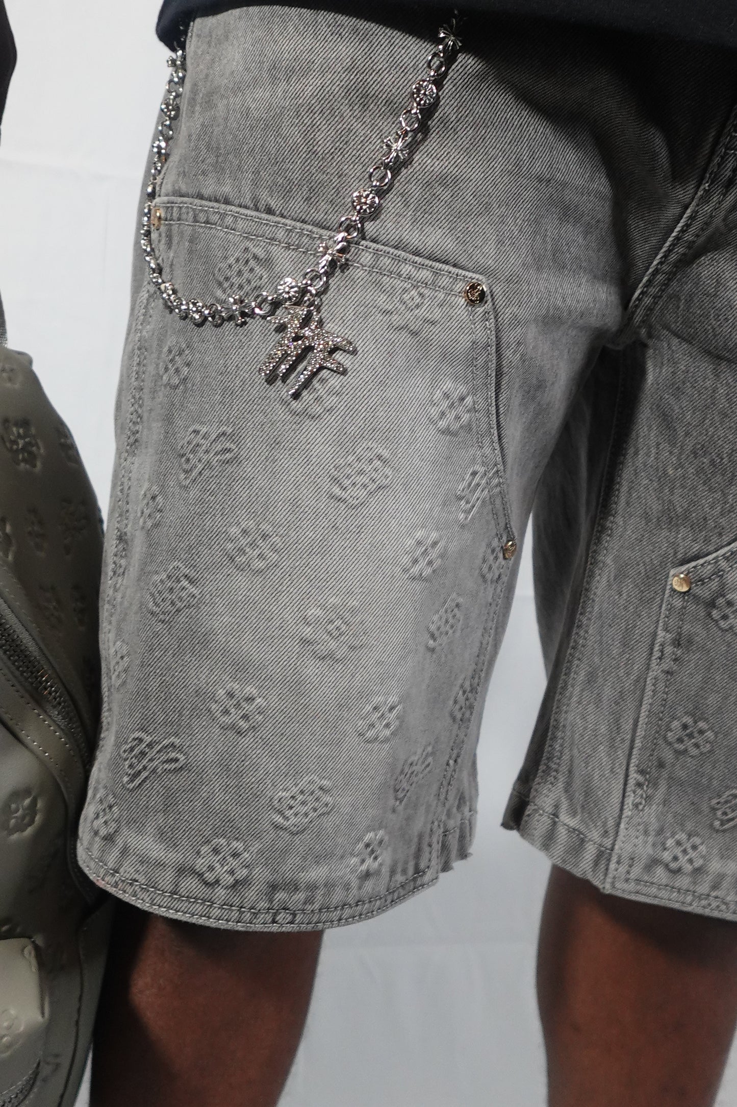Hollywood Friends Stonewashed Gray Carpenter Shorts