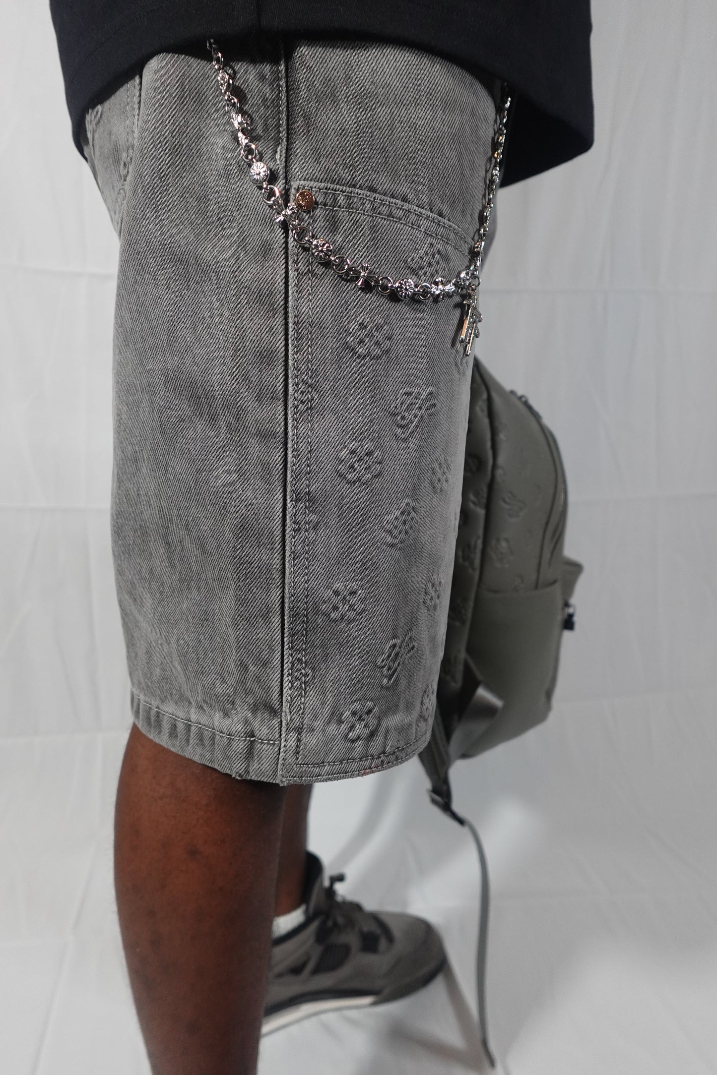 Hollywood Friends Stonewashed Gray Carpenter Shorts