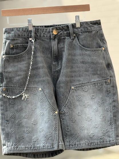 Hollywood Friends Stonewashed Gray Carpenter Shorts