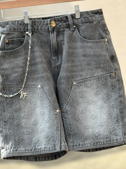 Hollywood Friends Stonewashed Gray Carpenter Shorts