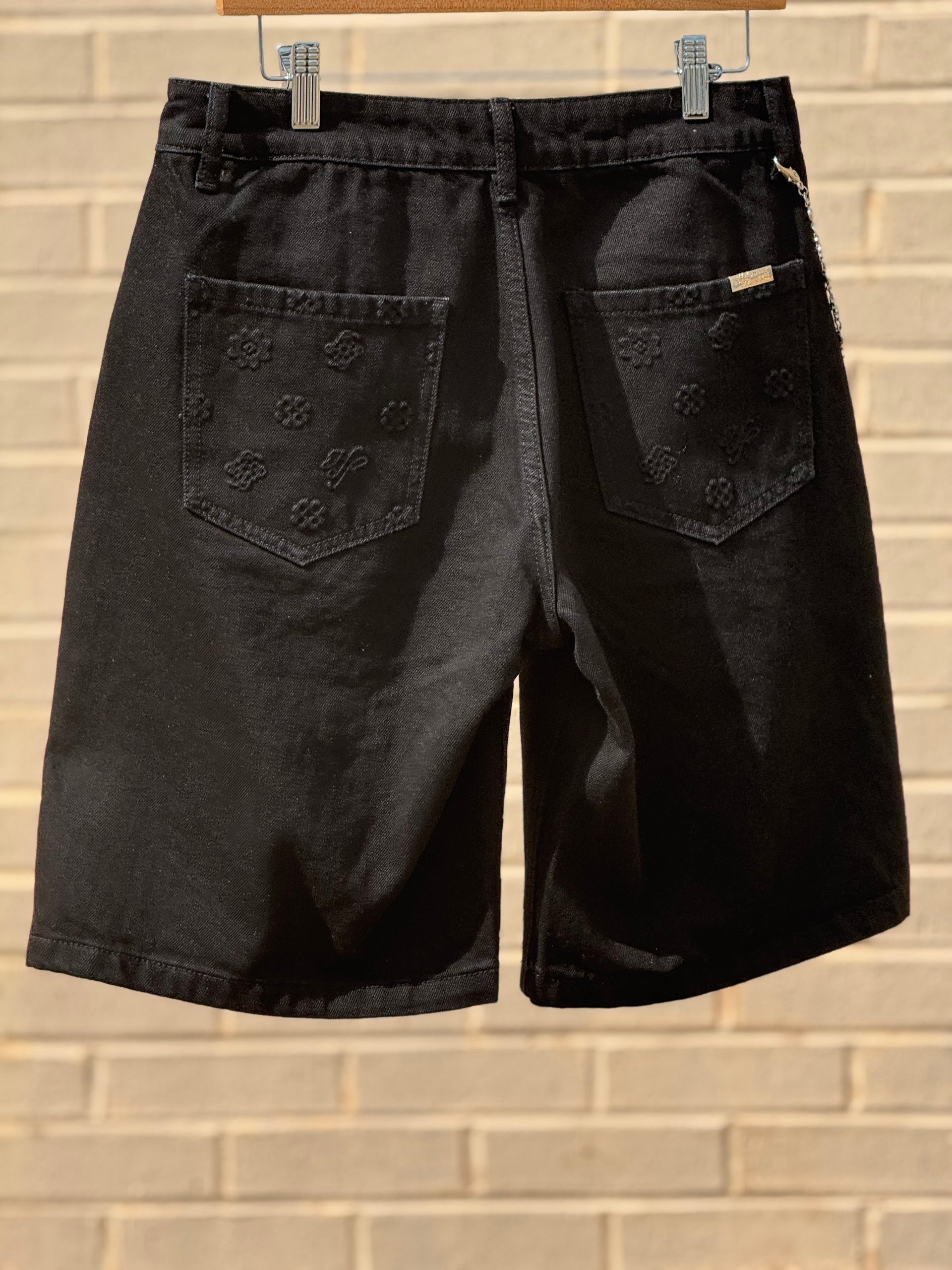 Hollywood Friends Jet Black Denim Carpenter Shorts