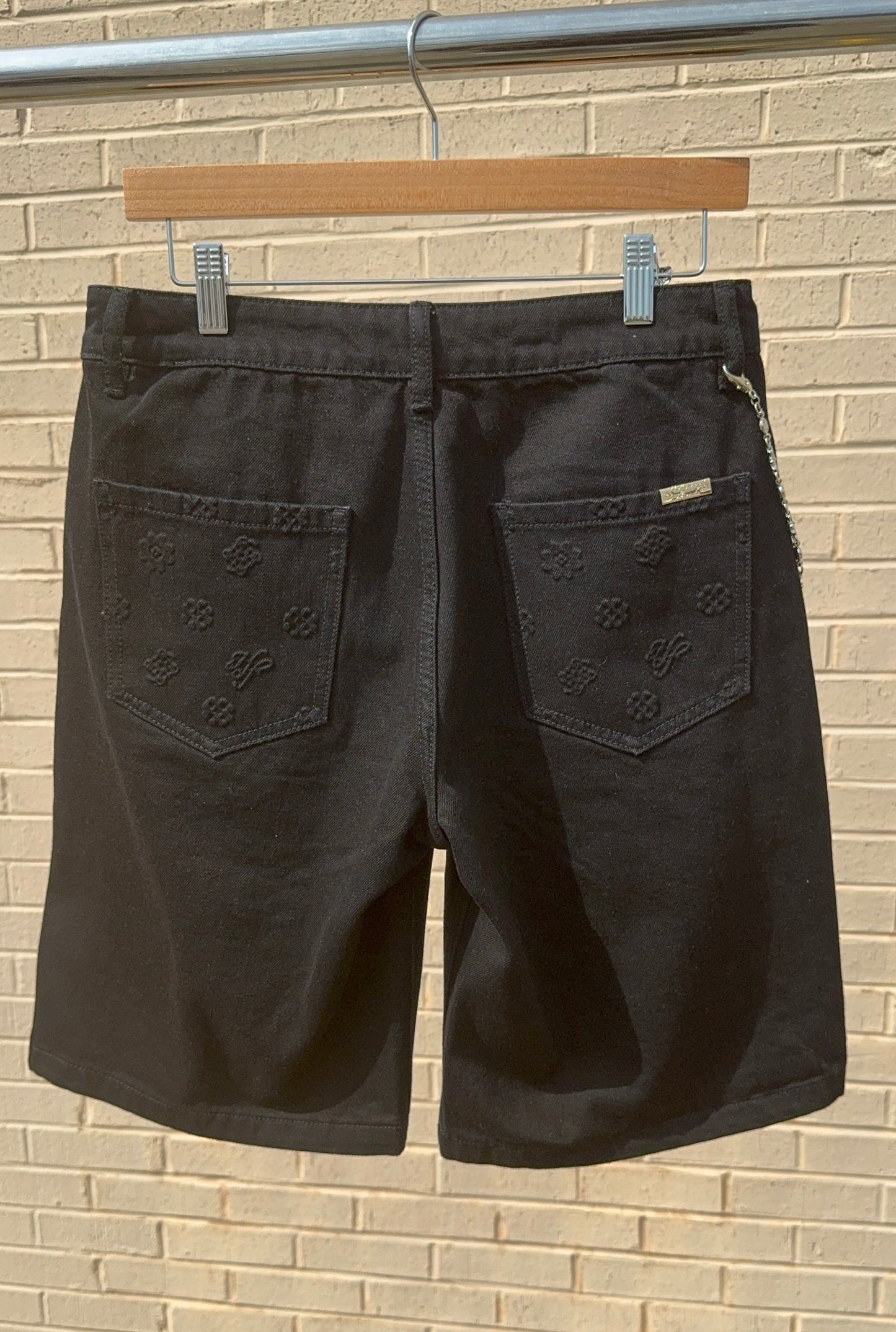 Hollywood Friends Jet Black Denim Carpenter Shorts