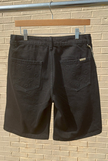 Hollywood Friends Jet Black Denim Carpenter Shorts