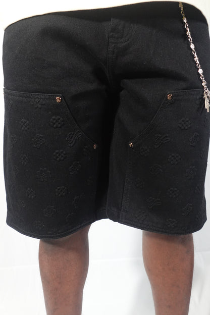 Hollywood Friends Jet Black Denim Carpenter Shorts