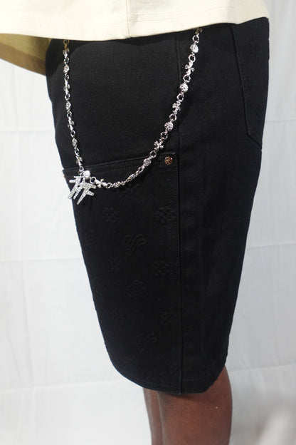 Hollywood Friends Jet Black Denim Carpenter Shorts