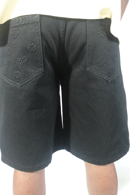 Hollywood Friends Jet Black Denim Carpenter Shorts